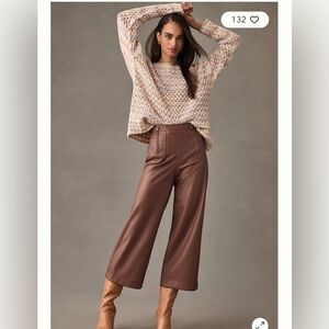 Anthropologie Aves Les Filles Double Zip Faux Leather Crop Pants